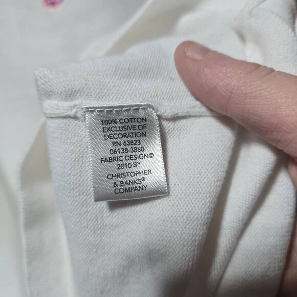 Christopher and Banks White Flip Flop Palm Tree Embroidered Summer Tank Top - Picture 5 of 5